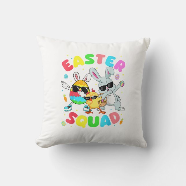 Groovy Funny Rabbit Egg Chick Easter Squad Day Men Cushion (Front)