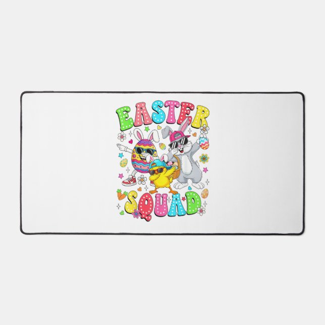 Groovy Funny Rabbit Egg Chick Easter Squad Day Men Desk Mat (Front)