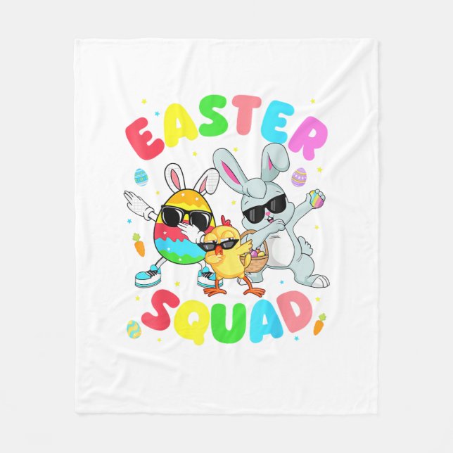 Groovy Funny Rabbit Egg Chick Easter Squad Day Men Fleece Blanket (Front)