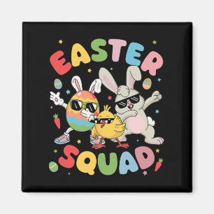 Groovy Funny Rabbit Egg Chick Easter Squad Day Men Magnet