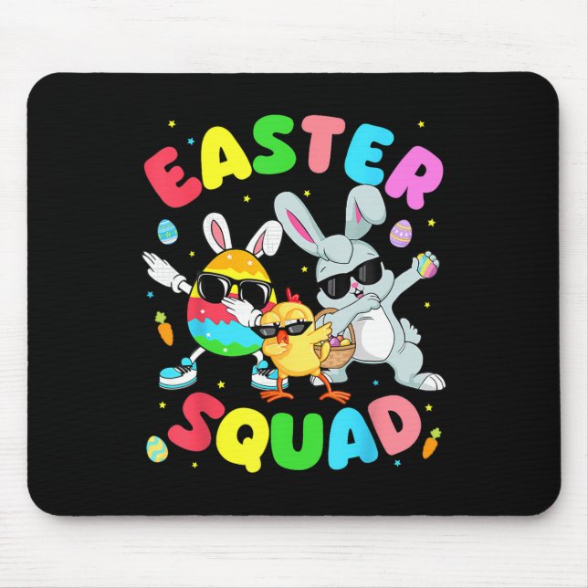 Groovy Funny Rabbit Egg Chick Easter Squad Day Men Mouse Pad (Front)