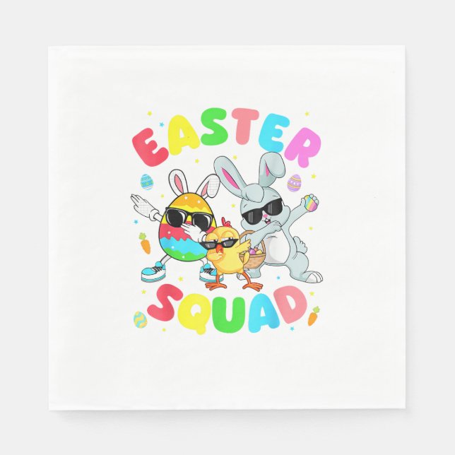 Groovy Funny Rabbit Egg Chick Easter Squad Day Men Napkin (Front)