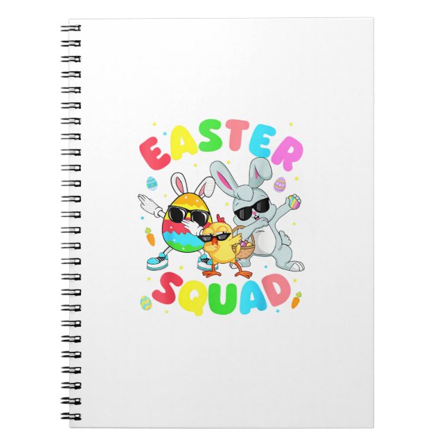 Groovy Funny Rabbit Egg Chick Easter Squad Day Men Notebook (Front)