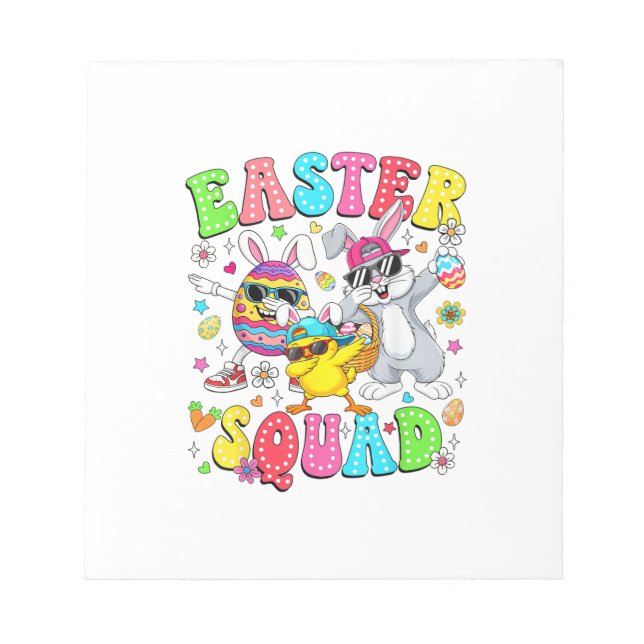 Groovy Funny Rabbit Egg Chick Easter Squad Day Men Notepad (Front)
