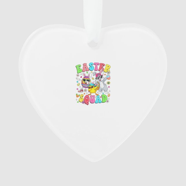 Groovy Funny Rabbit Egg Chick Easter Squad Day Men Ornament (Front)