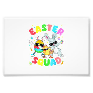 Groovy Funny Rabbit Egg Chick Easter Squad Day Men Photo Print
