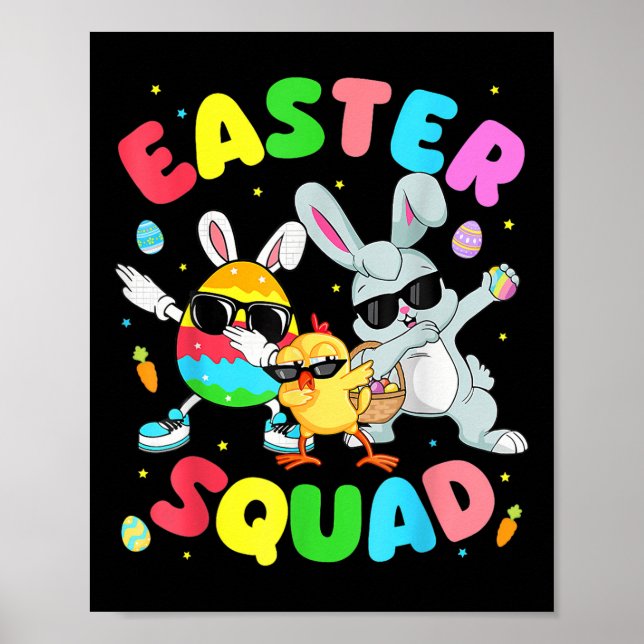 Groovy Funny Rabbit Egg Chick Easter Squad Day Men Poster (Front)