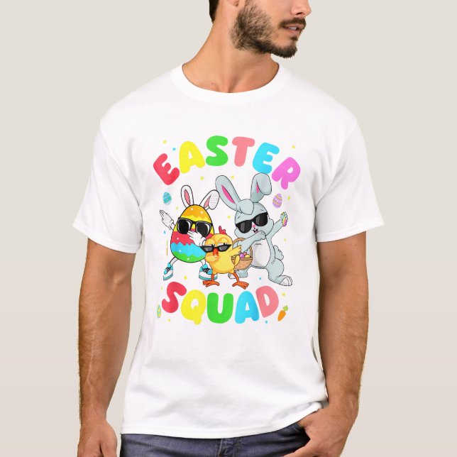 Groovy Funny Rabbit Egg Chick Easter Squad Day Men T-Shirt (Front)