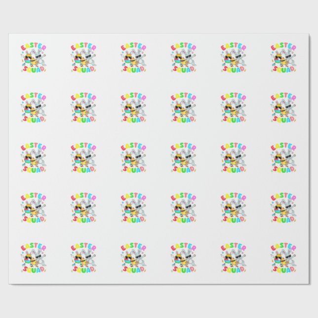 Groovy Funny Rabbit Egg Chick Easter Squad Day Men Wrapping Paper (Flat)