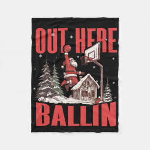 Groovy Funny Santa Out Here Byllin' Bysketbyll Chr Fleece Blanket
