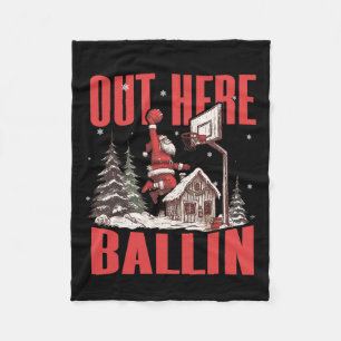 Groovy Funny Santa Out Here Llin' Sketll Christmas Fleece Blanket