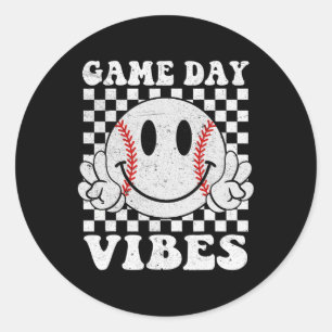 Groovy Game Day Vibes Sell Mama Sell Girl  Classic Round Sticker