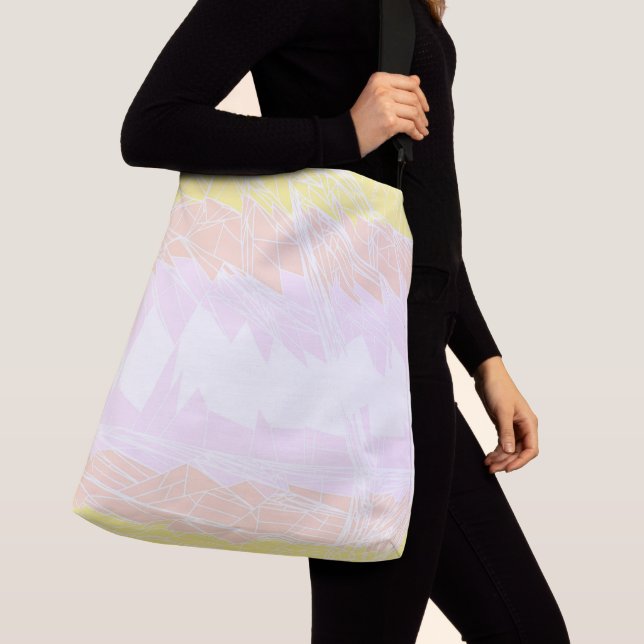 Groovy Geometric Abstract Pangender Pride Flag Crossbody Bag (Close Up)