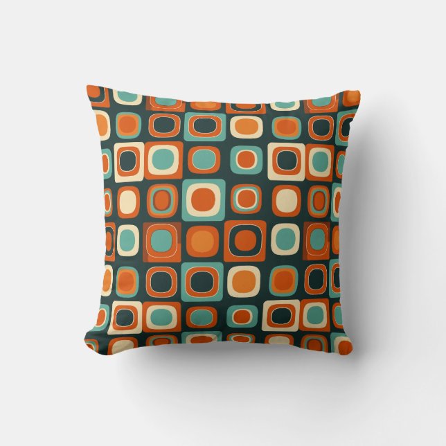 Groovy Geometric Boho Retro Bohemian Colourful Cushion (Front)