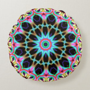Groovy Geometric Floral Mandala Round Round Cushion