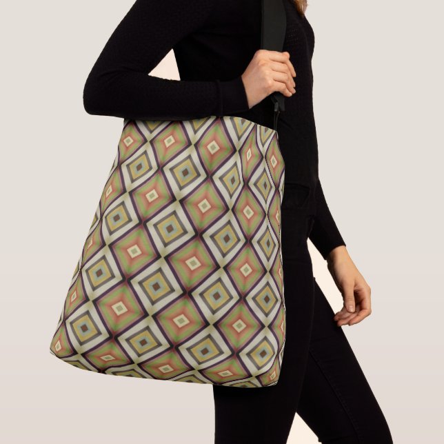 Groovy Geometric Warm Tones  Crossbody Bag (Close Up)