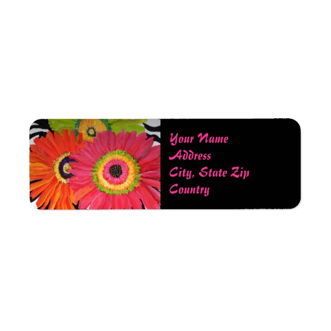 Groovy Gerbera Daisy Label Return Address Label (Front)