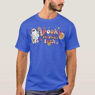 Groovy Ghost Halloween Floral Spooky Pharmacy Tech T-Shirt