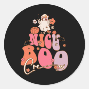 Groovy Ghost Nicu Boo Crew Halloween Cute Boo Men Classic Round Sticker