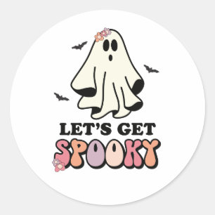 groovy Ghost retro Halloween Birthday Classic Round Sticker