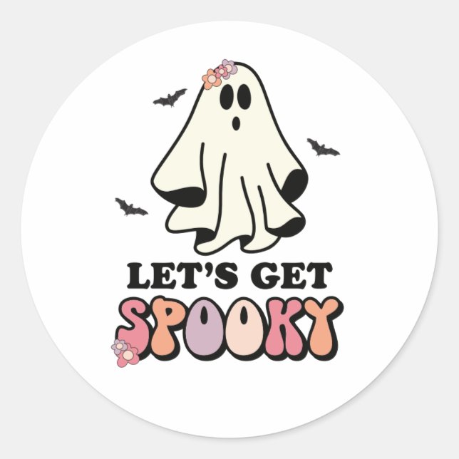 groovy Ghost retro Halloween Birthday Classic Round Sticker (Front)