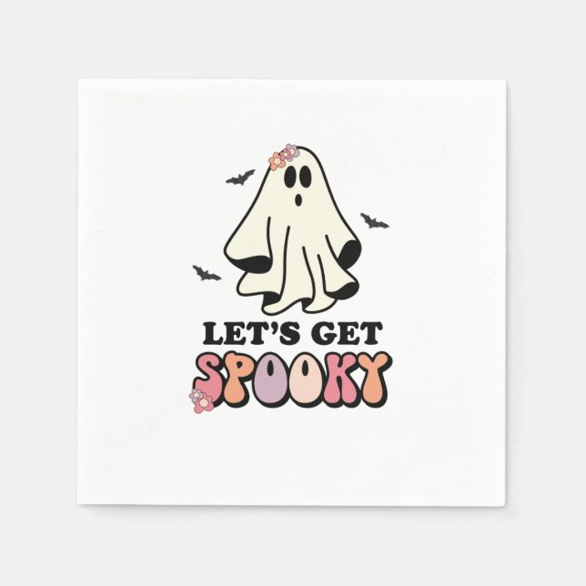 groovy Ghost retro Halloween Birthday Napkin (Front)