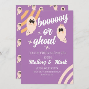 Groovy Ghost Retro Halloween Gender Reveal Invitation