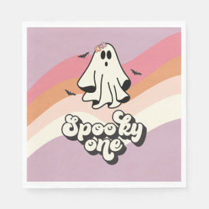 groovy Ghost retro Halloween Spooky One Birthday Napkin