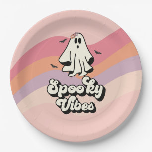 groovy Ghost retro Halloween Spooky Vibes Birthday Paper Plate