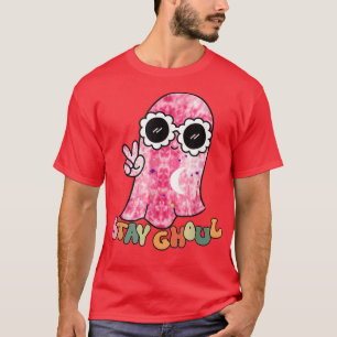 Groovy Ghost Stay Ghoul Tie Dye Peace Sign Hallowe T-Shirt