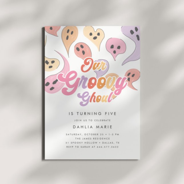 Groovy Ghoul Spooky Girls Halloween Birthday Invitation (Creator Uploaded)