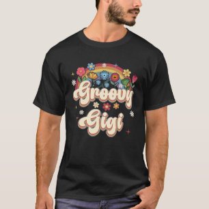 Groovy Gigi Retro Hippie Peace Sign Floral Mothers T-Shirt