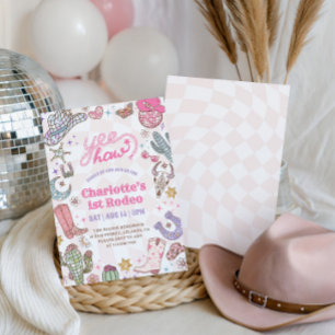 Groovy Girl 1st Rodeo Birthday Invitation