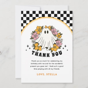 Groovy Girl Halloween Birthday Thank you Card