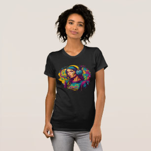 Groovy Girl Headphones - Retro Art  T-Shirt