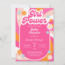 Groovy Girl Power Baby Shower Invitation