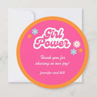 Groovy Girl Power Baby Shower Thank You Card