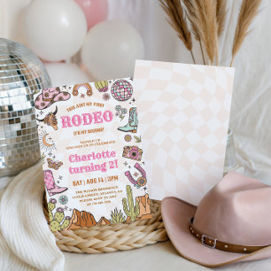 Groovy Girl Rodeo 2nd Birthday Invitation