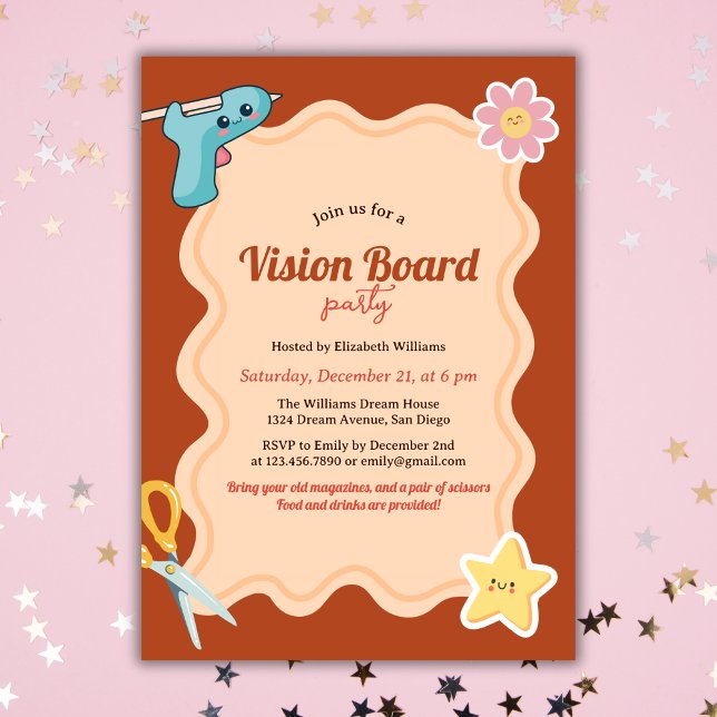 Groovy Girls DIY Dream Vision Board Party Invitation (Girls DIY Dream Vision Board Party Invitation)