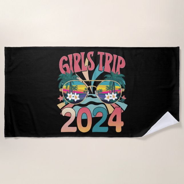 Groovy Girls Trip 2024 Weekend Summer Beach  Beach Towel (Front)