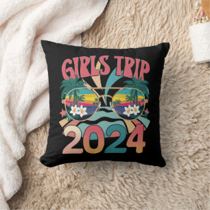 Groovy Girls Trip 2024 Weekend Summer Beach Cushion