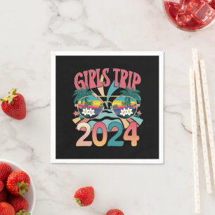 Groovy Girls Trip 2024 Weekend Summer Beach  Napkin