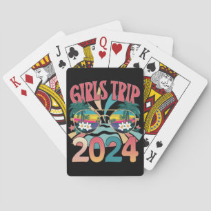 Groovy Girls Trip 2024 Weekend Summer Beach  Playing Cards