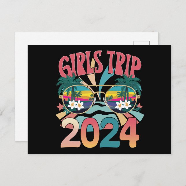 Groovy Girls Trip 2024 Weekend Summer Beach  Postcard (Front/Back)