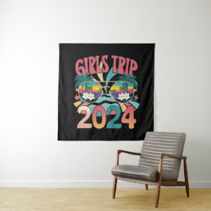 Groovy Girls Trip 2024 Weekend Summer Beach Tapestry