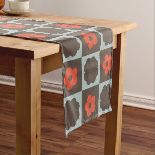 Groovy Girly Psychedelic Checkerboard, Y2K Short Table Runner