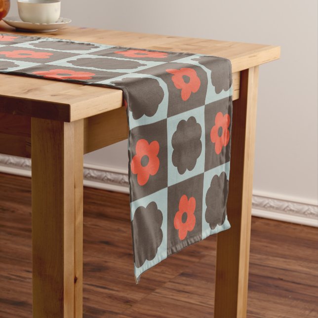 Groovy Girly Psychedelic Chequerboard, Y2K Short Table Runner (In Situ)