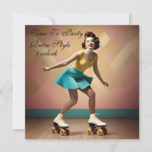 "Groovy Glide: Retro Rhythms on Skate Wheels" Invitation