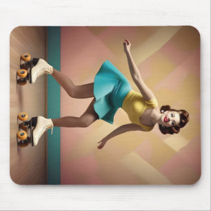 "Groovy Glide: Retro Rhythms on Skate Wheels" Mouse Pad