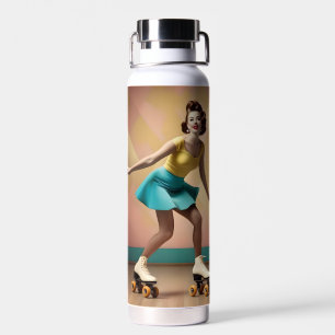 "Groovy Glide: Retro Rhythms on Skate Wheels" Water Bottle